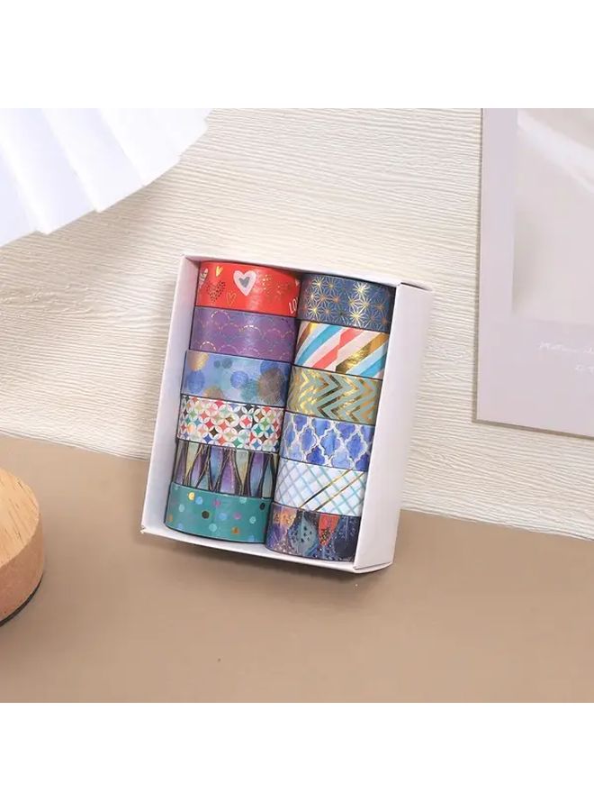 Valentine Washi Tape Set 12 Rolls Type B Heart Patterns Golden Foil Floral Dots for Scrapbooking - Image 2