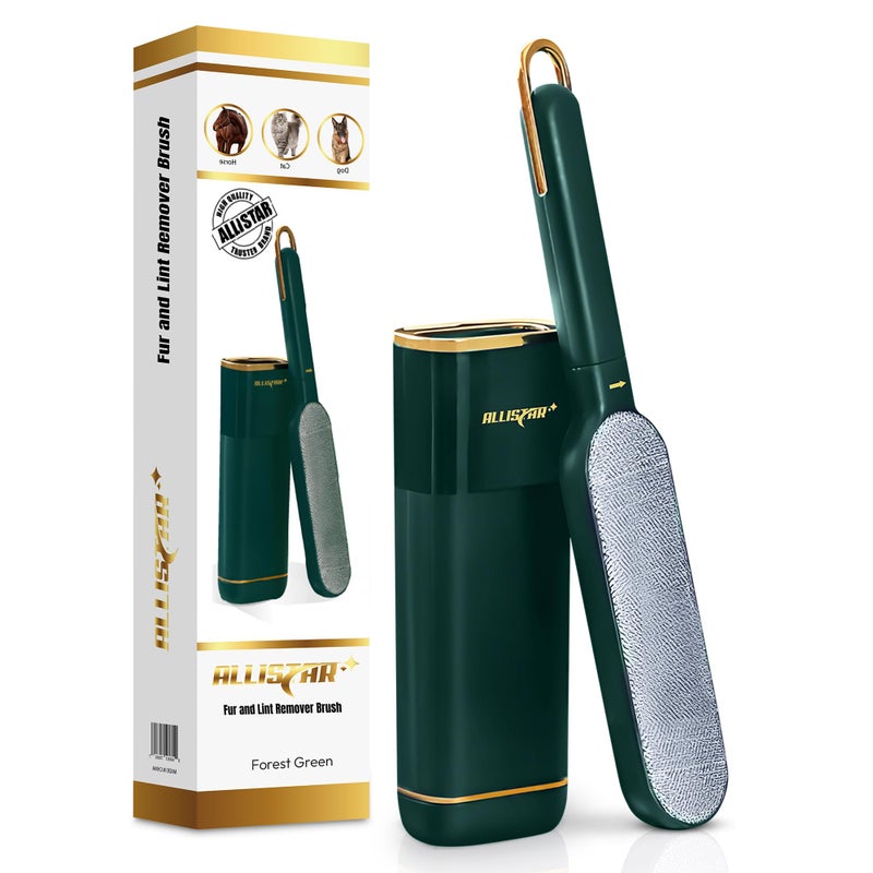 ALLISTAR Pet Hair Remover, Lint Remover, Lint Brush for Clothes, Furniture, Carpets, Car Seats. Cat Hair Remover. Dog Hair Remover Laundry. Double-Sided. Reusable. Self-Cleaning Base. ALLISTAR (Forest Green) - Image 1