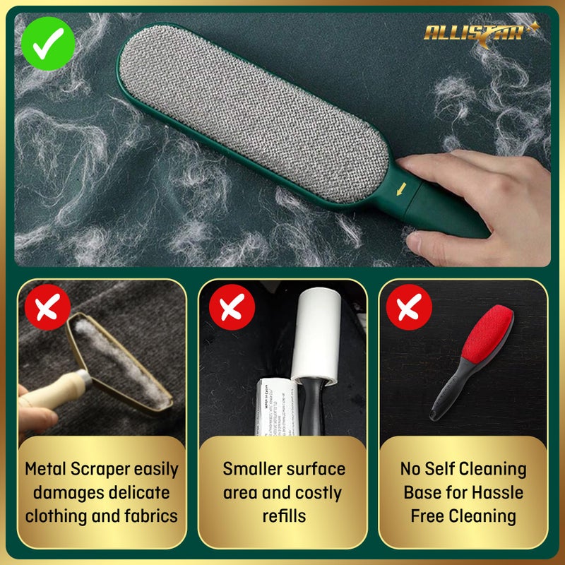 ALLISTAR Pet Hair Remover, Lint Remover, Lint Brush for Clothes, Furniture, Carpets, Car Seats. Cat Hair Remover. Dog Hair Remover Laundry. Double-Sided. Reusable. Self-Cleaning Base. ALLISTAR (Forest Green) - Image 2