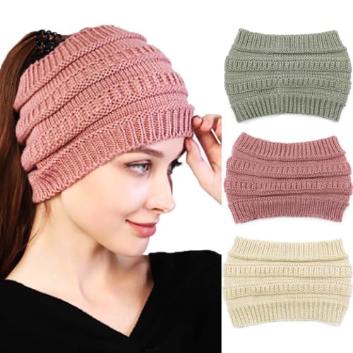 Woeoe Warm Winter Headbands Knitted Turban Head Wraps Wide Crochet Stretchy Ear Warmer Soft Stretch Head Scarfts for Women and Girls - Image 1