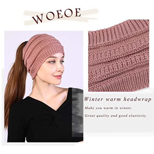 Woeoe Warm Winter Headbands Knitted Turban Head Wraps Wide Crochet Stretchy Ear Warmer Soft Stretch Head Scarfts for Women and Girls - Image 5