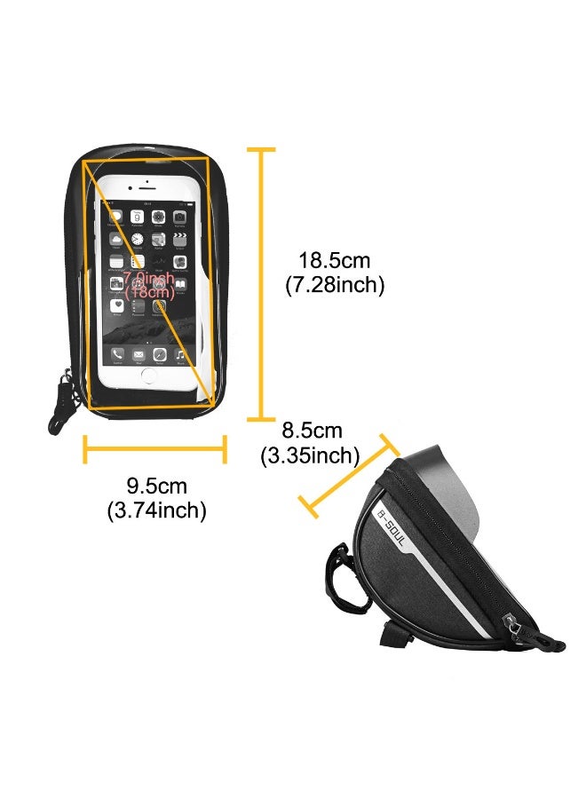 B-SOUL Front-Tube Handlebar Bag — Waterproof, Touchscreen-Compatible Phone & Navigation Pouch for Mountain, Road, and Commuter Bikes - Image 2