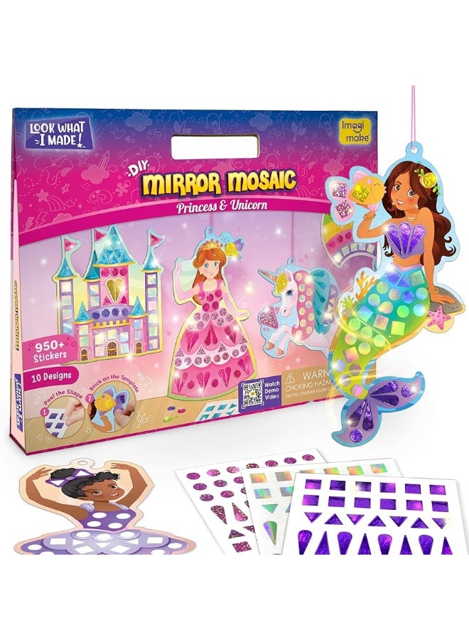 Imagimake Mirror Mosaic Princess & Unicorn Kids Art Set | DIY Craft Kit | Foil Stickers for Kids | Birthday Gift for Girls and Boys Ages 3,4,5,6,7,8 | Kids Travel Activities - Image 2