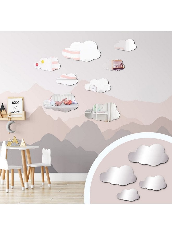 Tatuo 8 Pcs 3D Acrylic Cloud Shape Mirror Wall Art Decor Removable Self Adhesive Decorative Cloud Mirror Stickers Decals for Kids Girls Bedroom Bathroom Playroom Living Room Nursery Decoration - Image 3