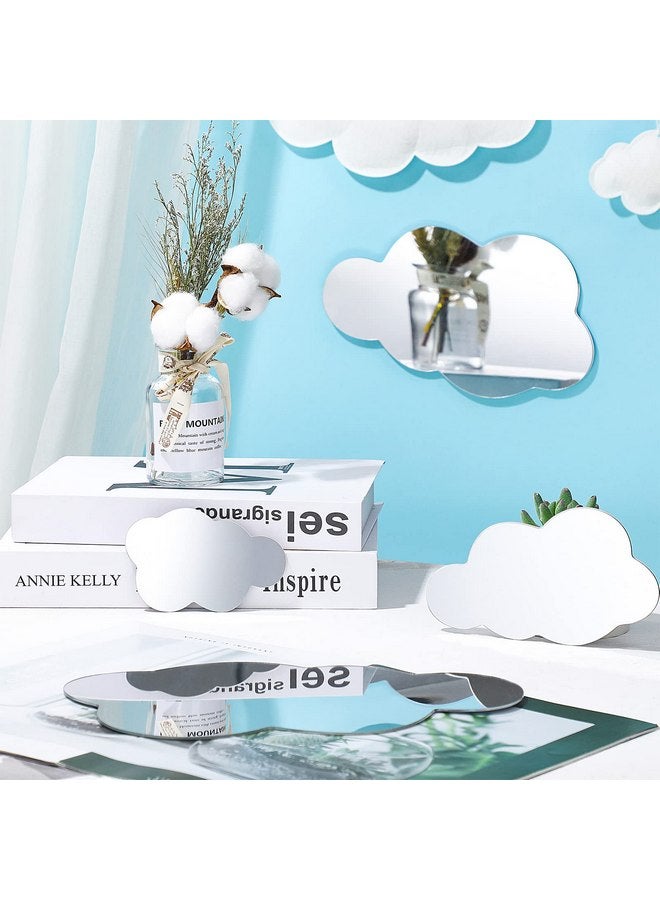 Tatuo 8 Pcs 3D Acrylic Cloud Shape Mirror Wall Art Decor Removable Self Adhesive Decorative Cloud Mirror Stickers Decals for Kids Girls Bedroom Bathroom Playroom Living Room Nursery Decoration - Image 4