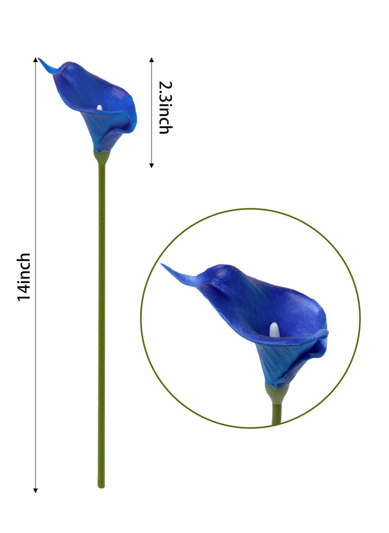 DuHouse DuHouse 20Pcs Artificial Calla Lily Flower Real Touch Latex Flowers for DIY Wedding Bouquet Party Home Decor (Klein Blue)  - Image 2
