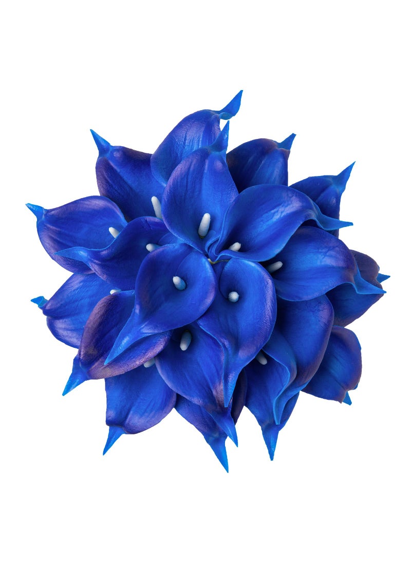 DuHouse DuHouse 20Pcs Artificial Calla Lily Flower Real Touch Latex Flowers for DIY Wedding Bouquet Party Home Decor (Klein Blue)  - Image 1