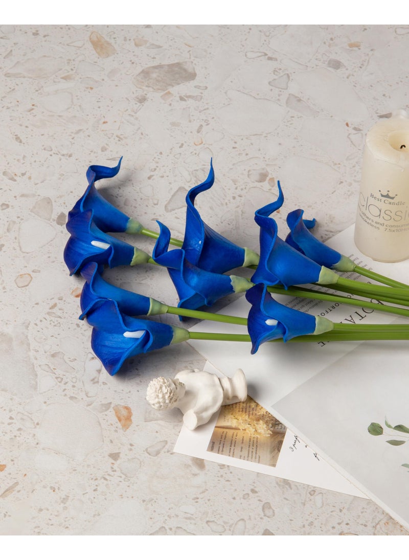 DuHouse DuHouse 20Pcs Artificial Calla Lily Flower Real Touch Latex Flowers for DIY Wedding Bouquet Party Home Decor (Klein Blue)  - Image 4