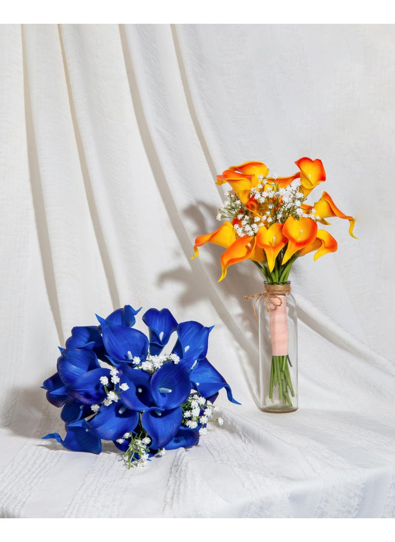 DuHouse DuHouse 20Pcs Artificial Calla Lily Flower Real Touch Latex Flowers for DIY Wedding Bouquet Party Home Decor (Klein Blue)  - Image 5