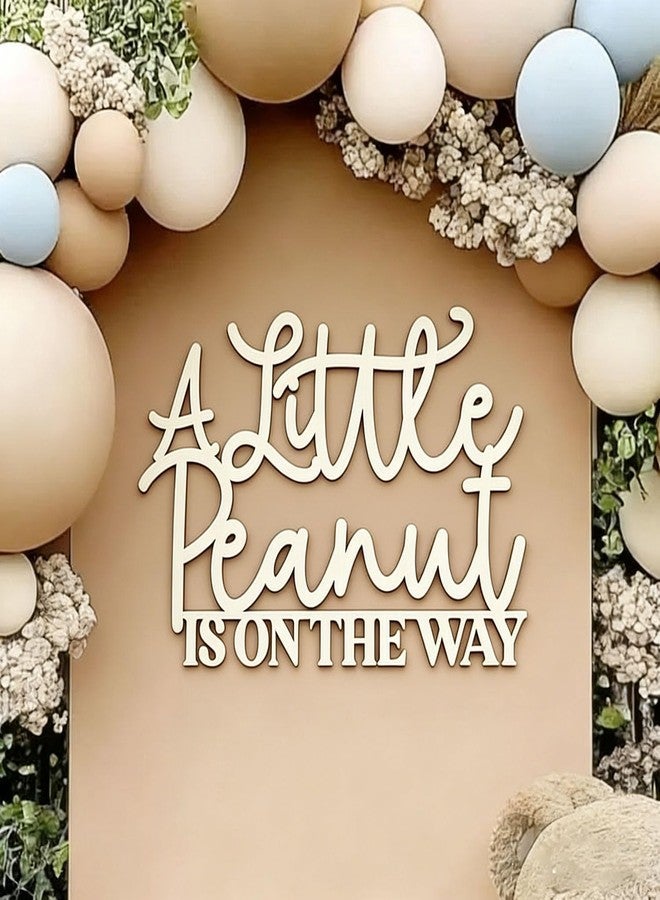 QENWWENG A Little Peanut Is On The Way for Backdrop,Wooden A Sweet Little Peanut Decal Sign,First Birthday Decorations for Girl, One Year Old Gender Reveal Sign,1st Party Supplies for Girls Boy - Image 1