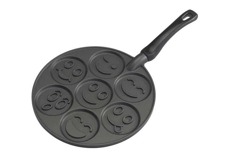 Nordic Ware Smiley Face Pancake Pan Silver, 10 1/2 inch diameter - Image 1