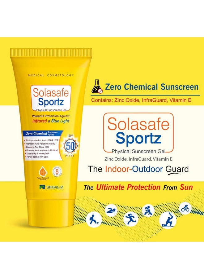 Regaliz Sunscreen For All Skin Type Sportz Physical (Zero Chemical) Sunscreen For Skin Type Gel: Advanced Spf 50+ Protection Against Uv, Blue Light And Pollution - Image 2