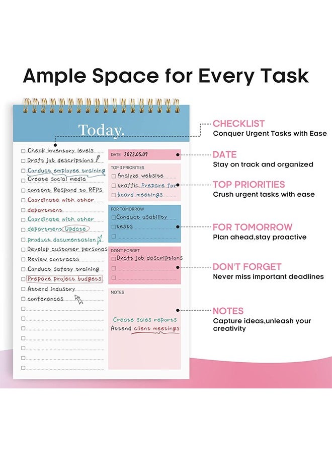 Generic - To Do List Notebook for Work with 52 Sheets, Undated Daily Planner Perfect for Daily Tasks and Goal Setting, To Do List Notepad Suitable for Office, Home and School - Image 1