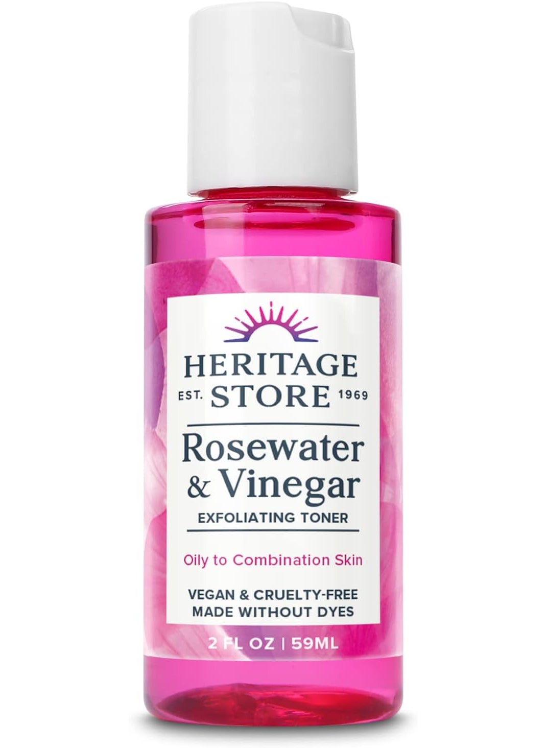 Heritage Store - Heritage Store Rosewater  Vinegar Exfoliating Toner with Apple Cider Vinegar for Oily to Combination Skin Care Refreshing Splash Cleans  Refines Pores Clarifies Skin  Scalp Vegan 2oz - Image 1