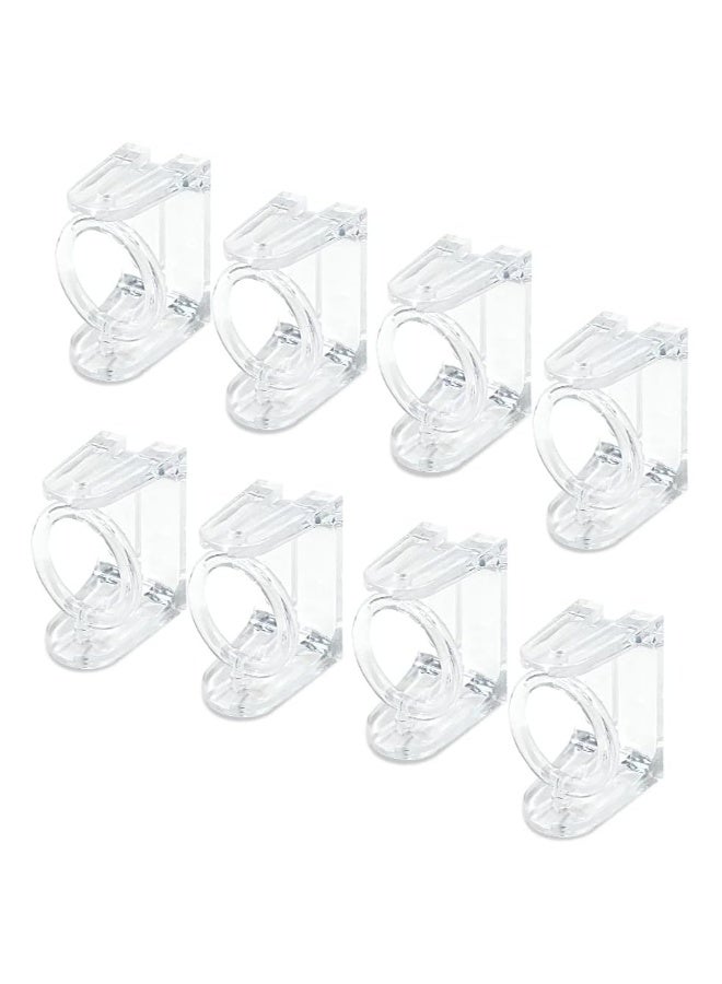 Self Adhesive Rotating Ring Curtain Rod Brackets, No Drilling, Adjustable Curtain Rod Holders for Kitchen, Bathroom, Hotel, 8Pcs (Clear) - Image 1