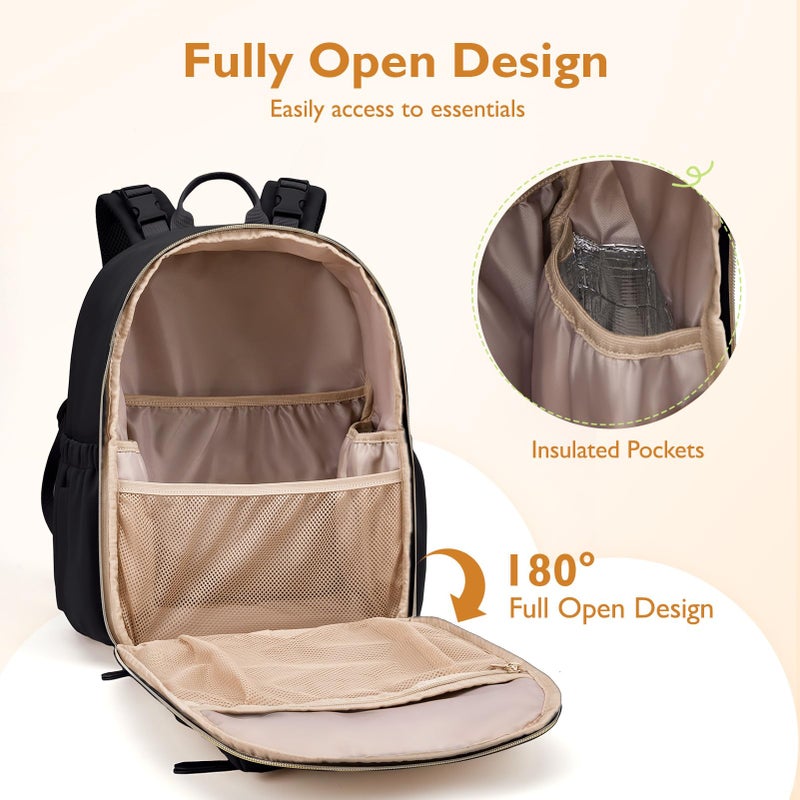 mommore Neoprene Diaper Bag Backpack Small Baby Bag Travel Mini Diaper Backpack for Newborn with Insulated Pockets, Stroller Straps - Image 3