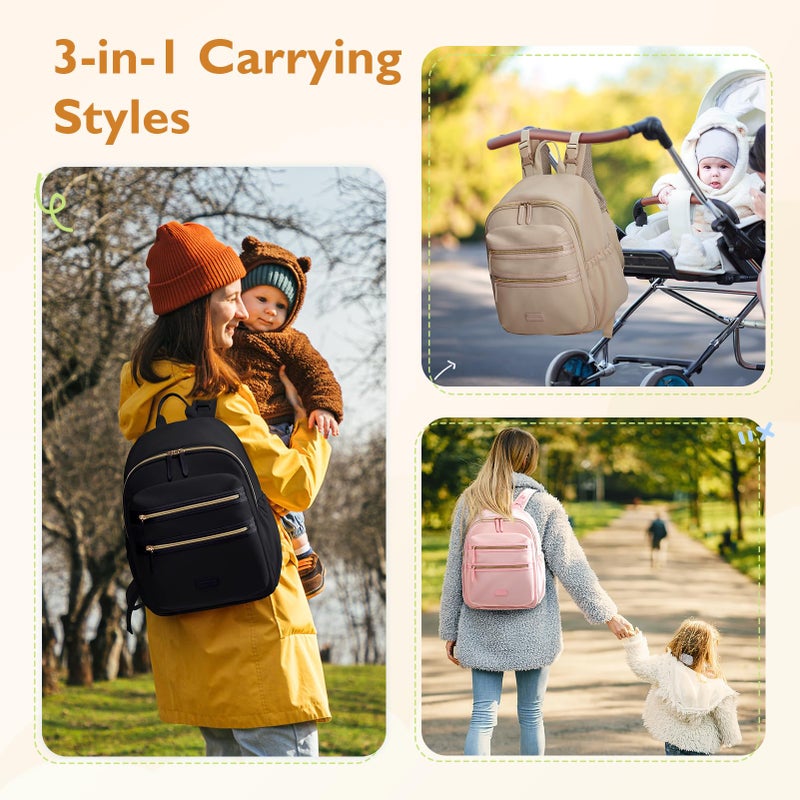 mommore Neoprene Diaper Bag Backpack Small Baby Bag Travel Mini Diaper Backpack for Newborn with Insulated Pockets, Stroller Straps - Image 2