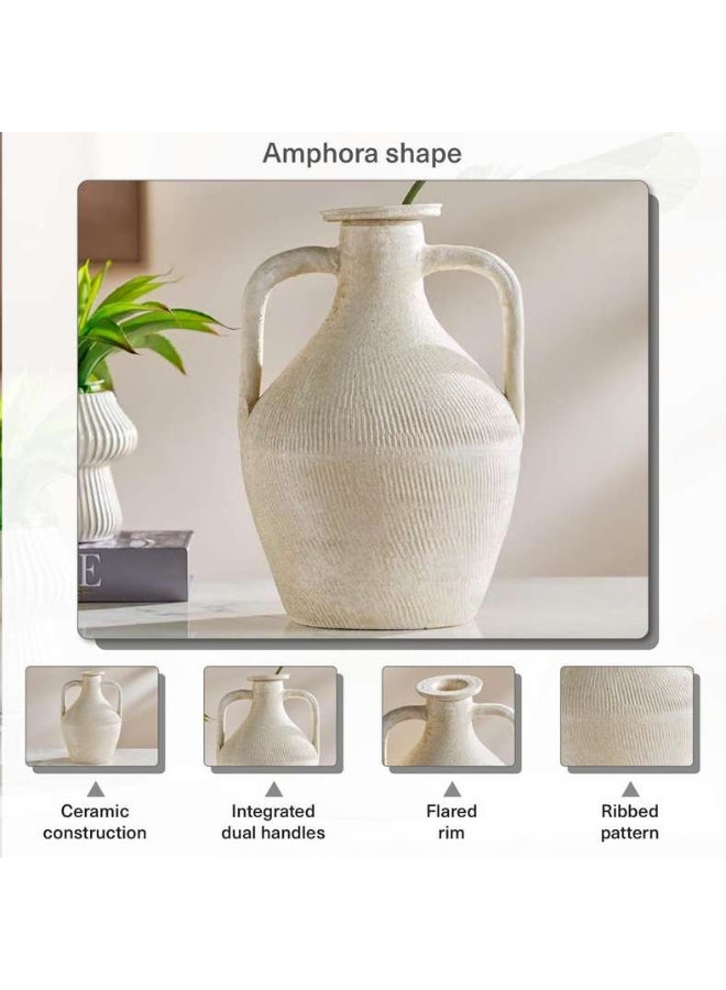 Pan Home Beige Ceramic Vase With Two Handles - Image 5