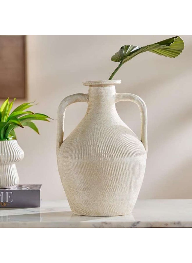 Pan Home Beige Ceramic Vase With Two Handles - Image 1