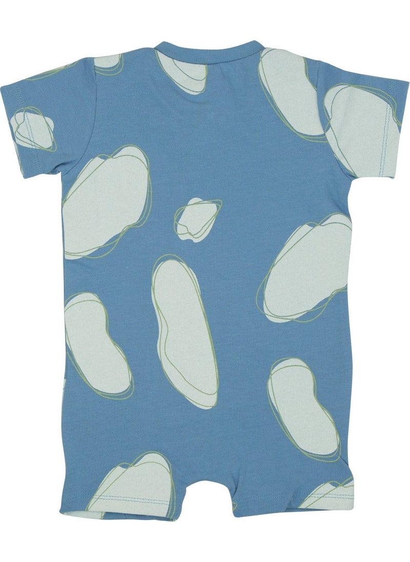 Jrmori - Cloud Printed Halter Zipper Short Jumpsuit - Image 1