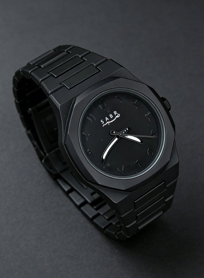 Sabr Arabic Aura Watch for Men – All Black Quartz Wristwatch, Octagon Minimalist, Saif Sword Hands, Arabic Numerals Dial, 3ATM Waterproof, Mineral Glass, Gifts for Arabic Watch Enthusiasts - Image 5