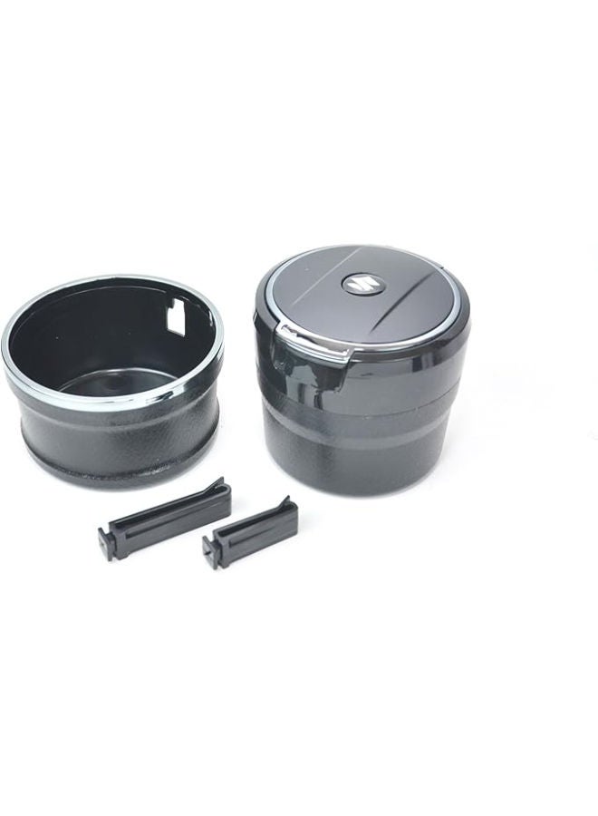 Adjustable Smokeless Car Ashtray with Lid Smell Proof with LED Light with All-ceramic Interior - Cup holder size - Detachable and Portable, Chevorlet - Black and Silver - Image 1