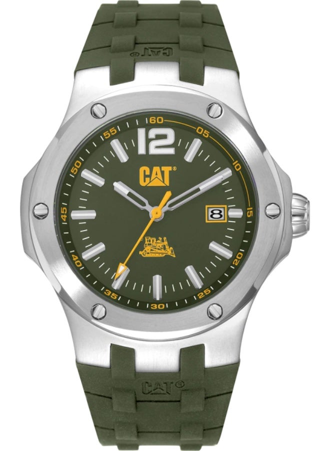 CATERPILLAR ساعة رجال CAT Navigo A9.141.23.333 بسوار سيليكون وقرص أخضر - Image 1