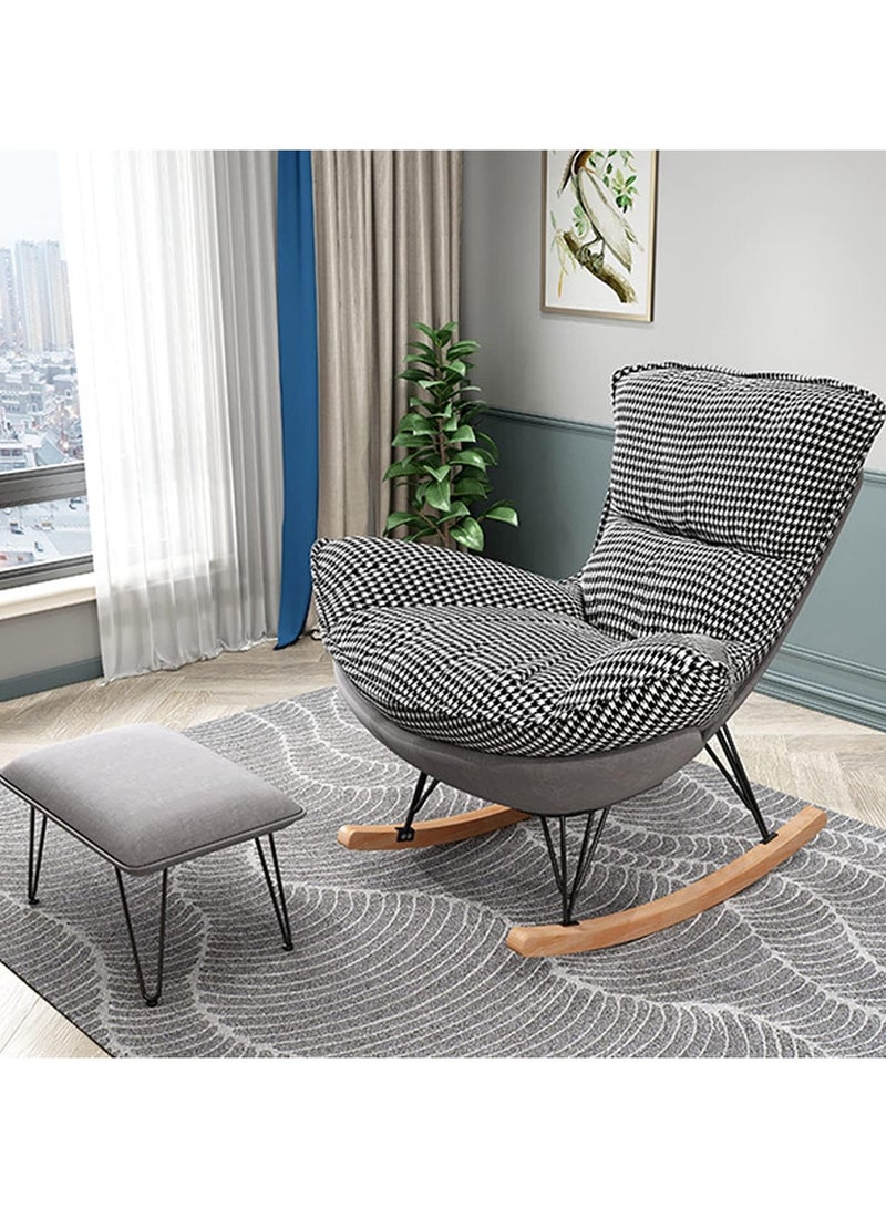 TOMSHOO كرسي هزاز مع وسادة مبطنة، كرسي هزاز حديث، كرسي هزاز من القماش، كرسي استرخاء مريح وكرسي أريكة كسول للصالة وغرفة المعيشة وغرفة النوم والحديقة (رمادي) - Image 1
