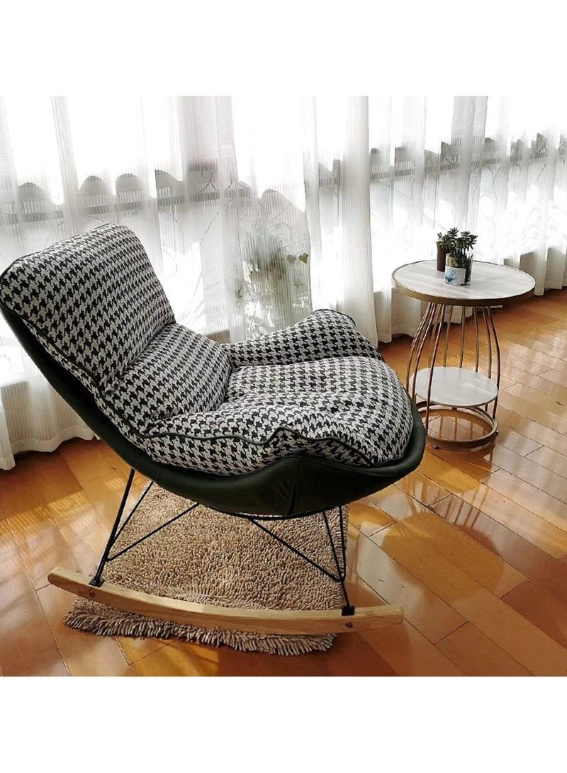 TOMSHOO كرسي هزاز مع وسادة مبطنة، كرسي هزاز حديث، كرسي هزاز من القماش، كرسي استرخاء مريح وكرسي أريكة كسول للصالة وغرفة المعيشة وغرفة النوم والحديقة (رمادي) - Image 4