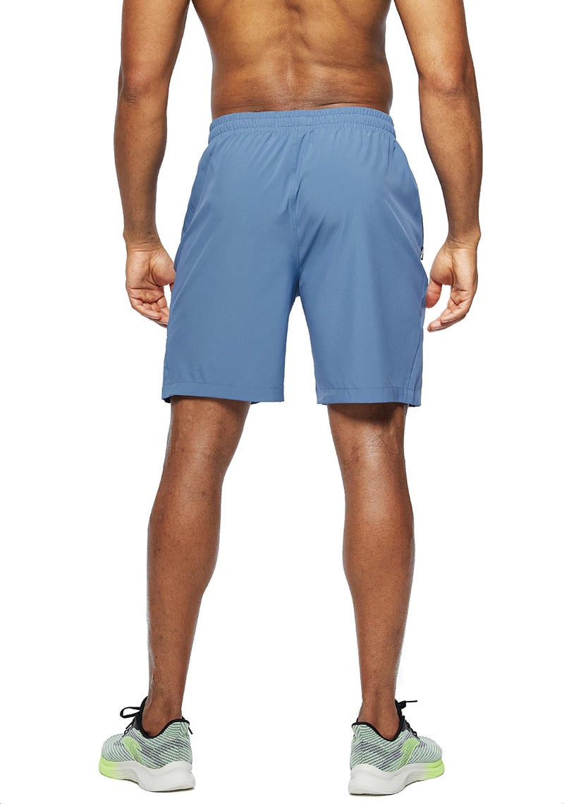 Pudolla Men's Workout Running Shorts Lightweight Gym Athletic Shorts for Men with Zipper Pockets (Blue Large) - Image 3