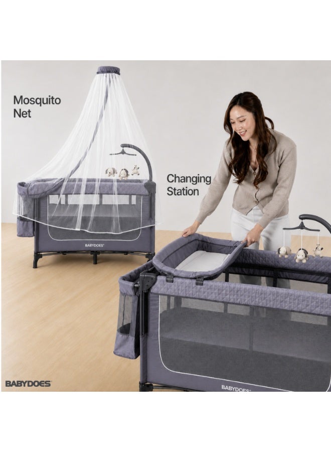 Babydoes Easyfold Auto -  5-in-1 Multi-Use, Portable Playard & Foldable Travel Bed, 0-3 Years, Light Grey - Image 4