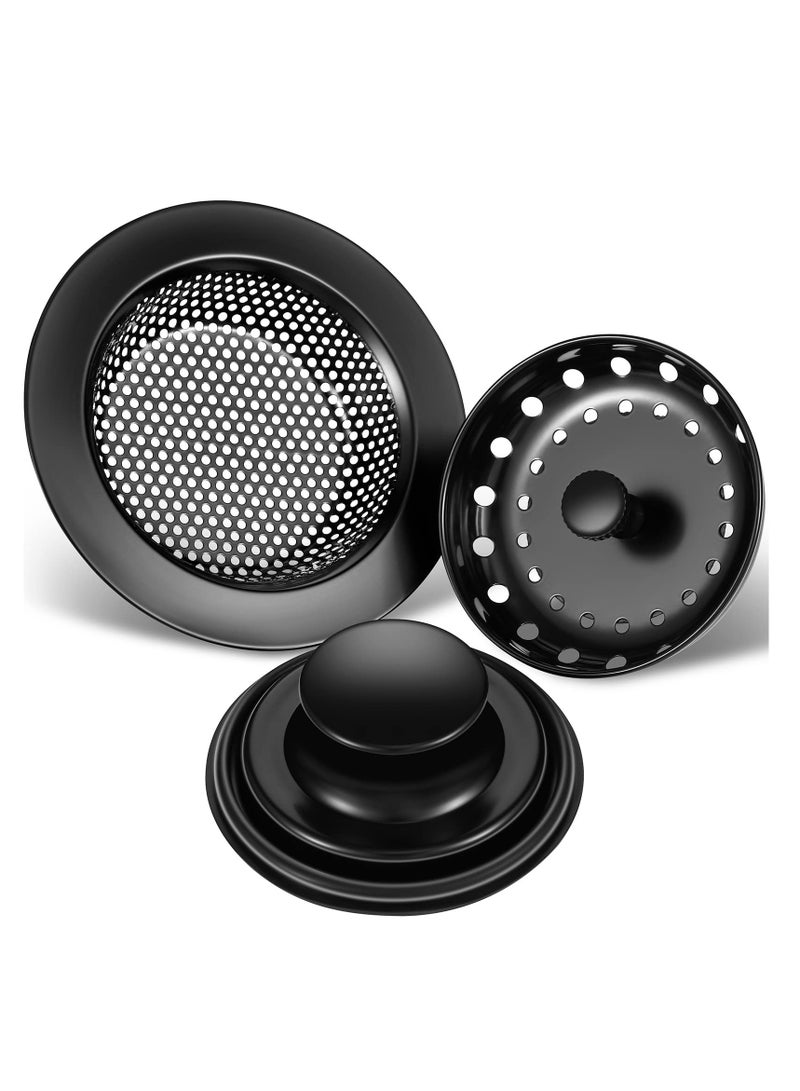 3-in-1 Stainless Steel Sink Strainer Set, Universal Anti-Clogging Stopper and Perforated Basket Filter for Kitchen Sinks - Image 1