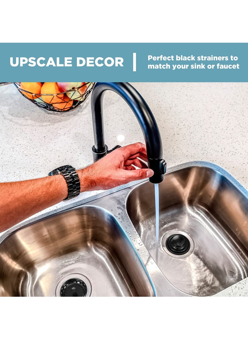 3-in-1 Stainless Steel Sink Strainer Set, Universal Anti-Clogging Stopper and Perforated Basket Filter for Kitchen Sinks - Image 2