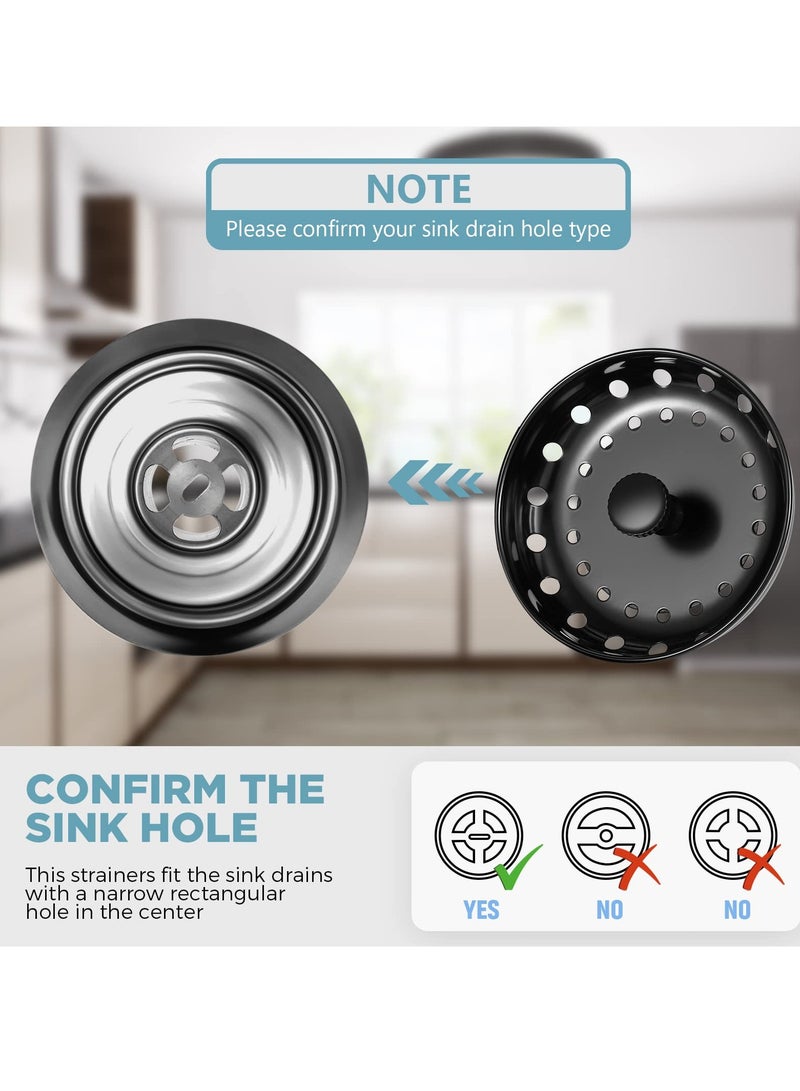 3-in-1 Stainless Steel Sink Strainer Set, Universal Anti-Clogging Stopper and Perforated Basket Filter for Kitchen Sinks - Image 3