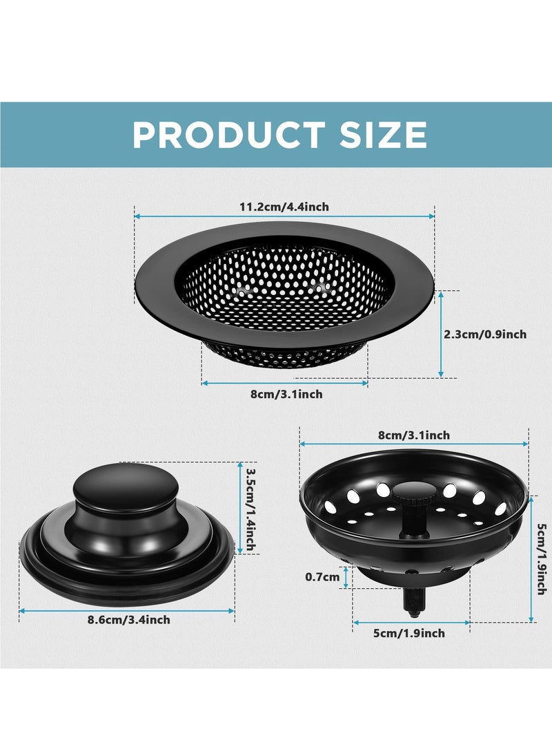 3-in-1 Stainless Steel Sink Strainer Set, Universal Anti-Clogging Stopper and Perforated Basket Filter for Kitchen Sinks - Image 5