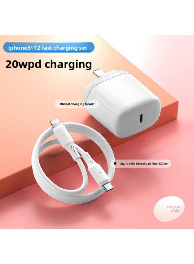 20W Macaroon Folding Feet USB + PD Charger For Apple Huawei Charger PD Fast Charging Line Package 
