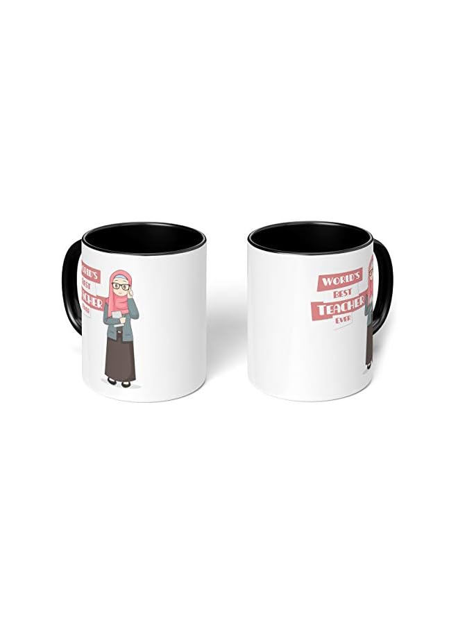 S-TOP 1 Mug - "Best Teacher Ever" Teachers Mug - Perfect for your cuppa Coffee, Tea, Karak, Milk, Cocoa or whatever Hot or Cold Beverage you Drink! - 11 Oz - Black Handle & Inside Colour - Image 5