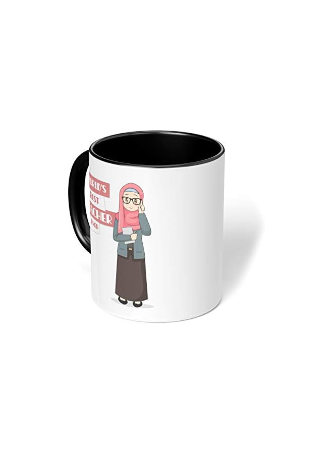S-TOP 1 Mug - "Best Teacher Ever" Teachers Mug - Perfect for your cuppa Coffee, Tea, Karak, Milk, Cocoa or whatever Hot or Cold Beverage you Drink! - 11 Oz - Black Handle & Inside Colour - Image 2