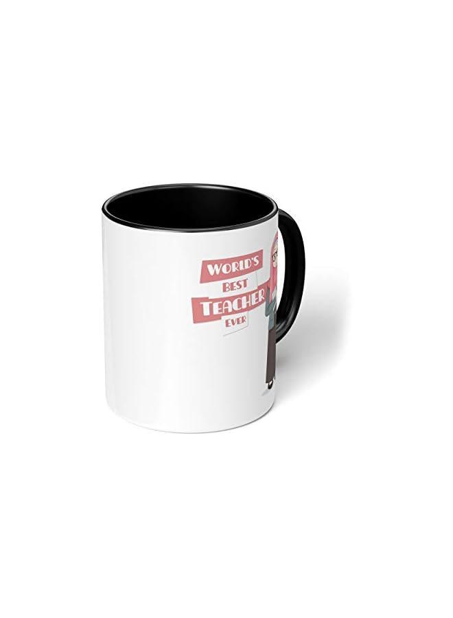 S-TOP 1 Mug - "Best Teacher Ever" Teachers Mug - Perfect for your cuppa Coffee, Tea, Karak, Milk, Cocoa or whatever Hot or Cold Beverage you Drink! - 11 Oz - Black Handle & Inside Colour - Image 3