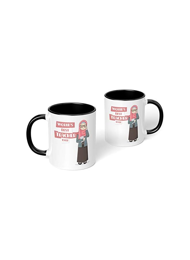 S-TOP 1 Mug - "Best Teacher Ever" Teachers Mug - Perfect for your cuppa Coffee, Tea, Karak, Milk, Cocoa or whatever Hot or Cold Beverage you Drink! - 11 Oz - Black Handle & Inside Colour - Image 4