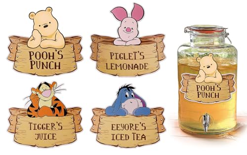 MEMOVAN Winnie Party Drink Label for The Pooh Baby Shower Decorations Winnie Food Labels Food Signs Winnie Centerpieces Sticks for Winnie Birthday Party - Image 1