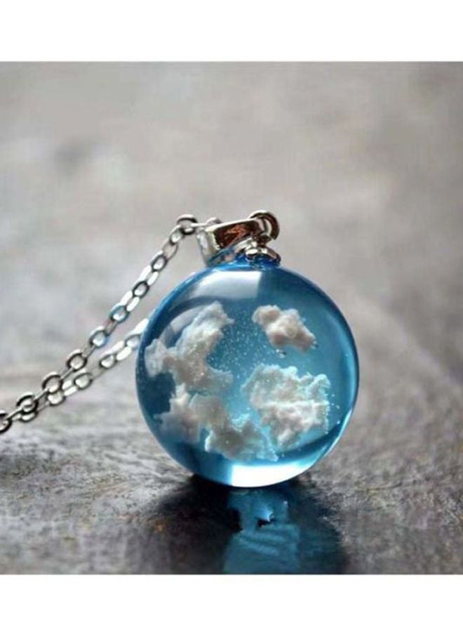 Resin Round Ball Moon Pendant Necklace
