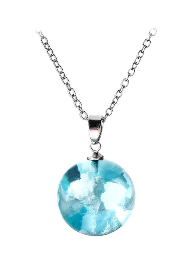 Resin Round Ball Moon Pendant Necklace