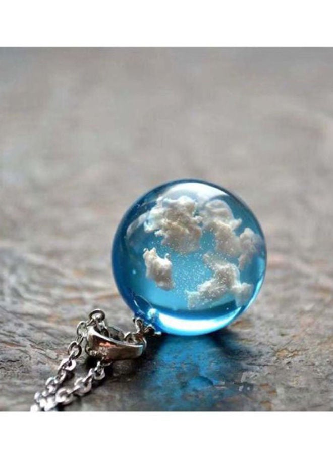 Resin Round Ball Moon Pendant Necklace