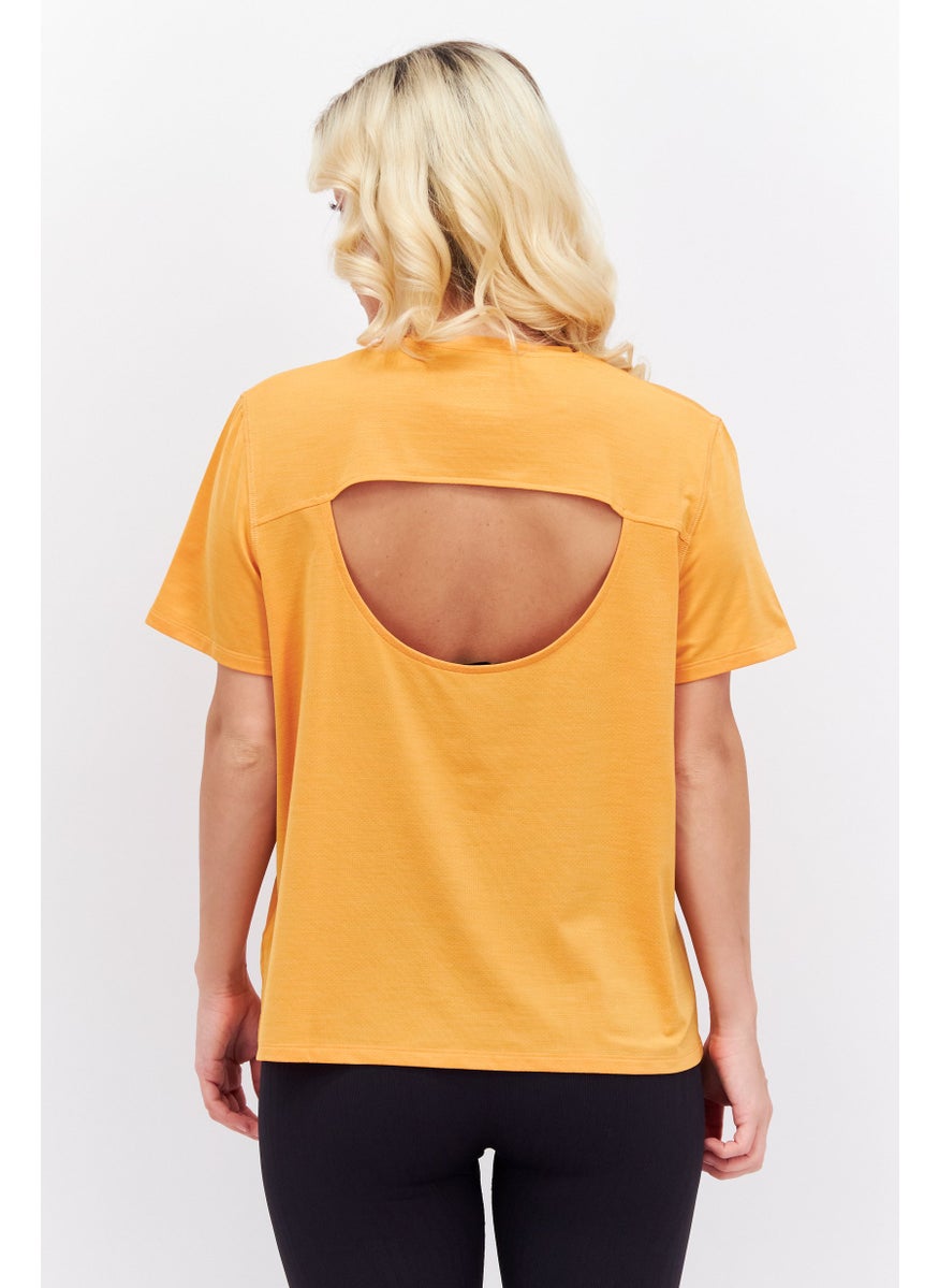 Reebok Women Sportswear Fit Short Sleeve Training T-Shirt, Orange  - Image 2