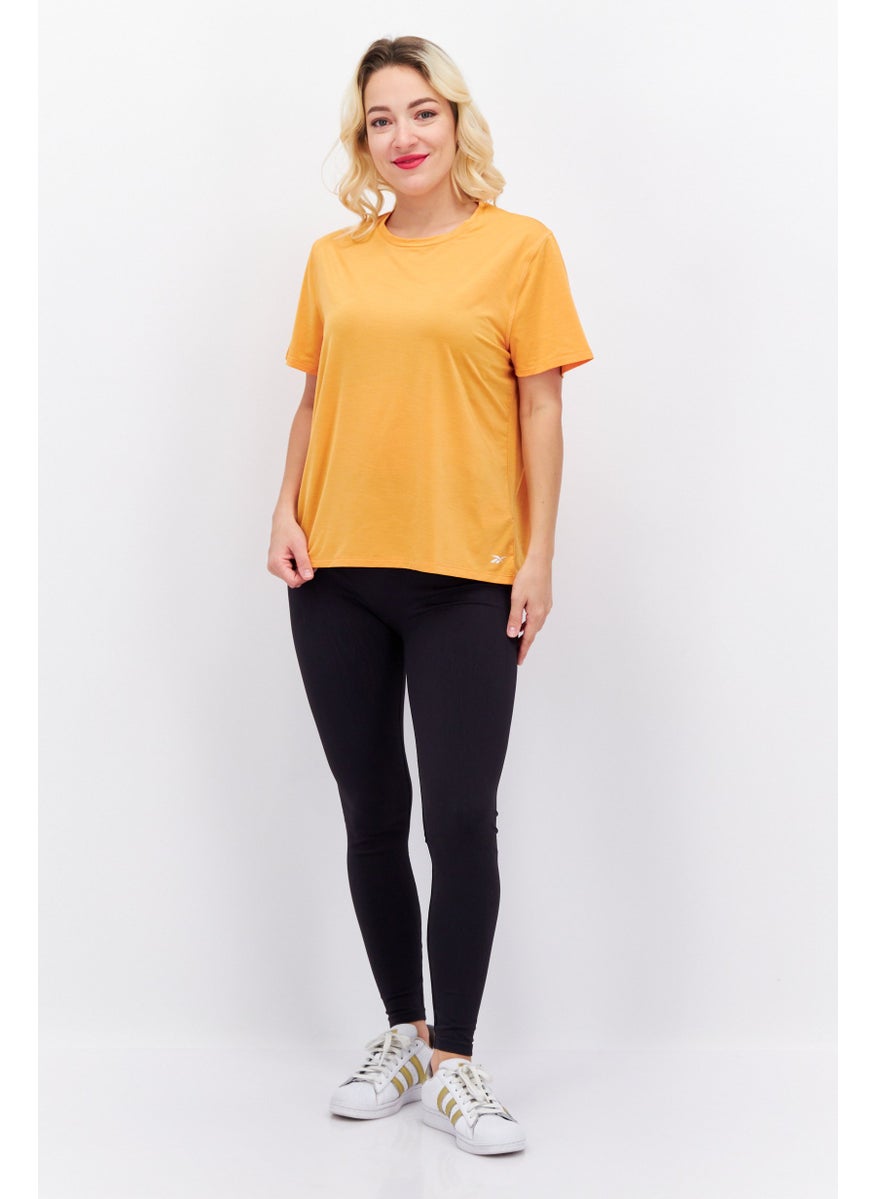 Reebok Women Sportswear Fit Short Sleeve Training T-Shirt, Orange  - Image 3