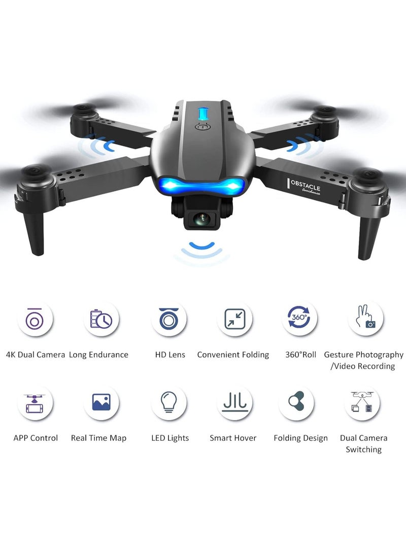 BORTONY E99 Foldable Drone with 8K Dual Camera WiFi FPV Altitude Hold Gesture Photo One-Key Return 360° Flip App Control – Beginner Friendly Quadcopter for Kids & Adults  - Image 2