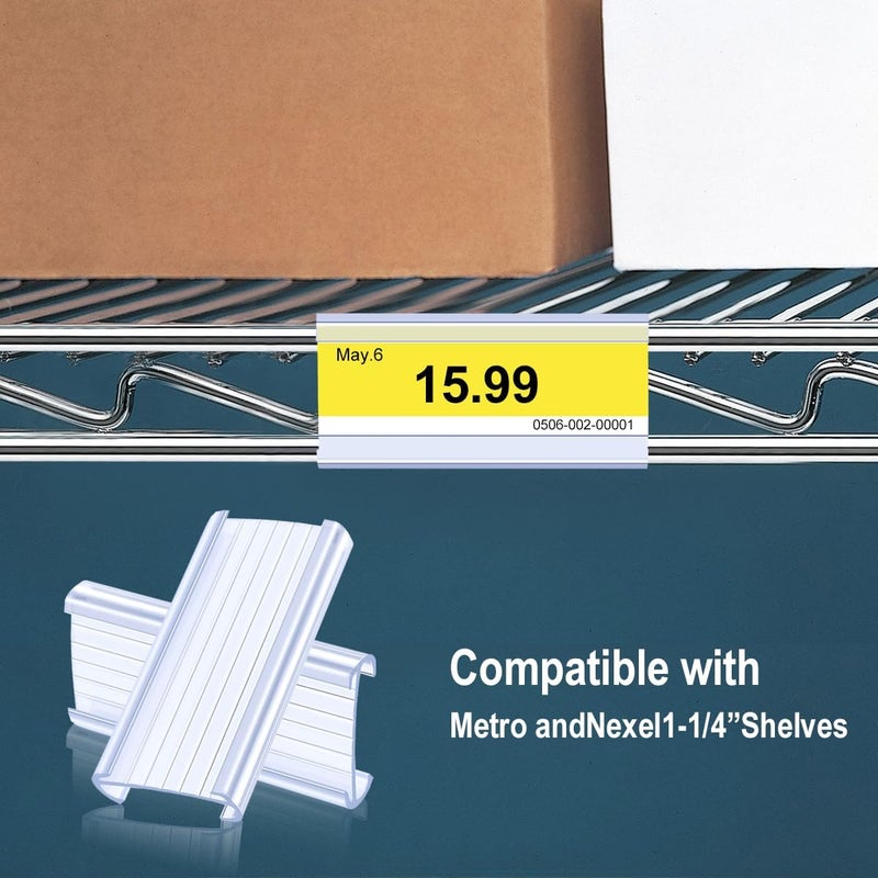 Lenink 30Pcs Wire Shelf Label Holders,Plastic Wire Rack Label Holder,Compatible with Metro 1-1/4in Shelves,Label Area 3in Lx1.25in H (Label Paper Insert Included) - Image 5