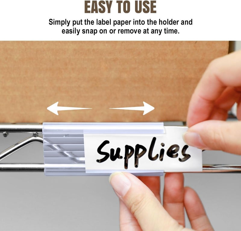 Lenink 30Pcs Wire Shelf Label Holders,Plastic Wire Rack Label Holder,Compatible with Metro 1-1/4in Shelves,Label Area 3in Lx1.25in H (Label Paper Insert Included) - Image 3