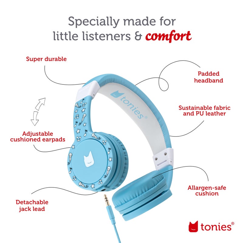 Tonies سماعات رأس قابلة للطي مع سلك للأطفال - مصممة بشكل مريح لتناسب الأذن - تعمل مع تونيبكس 1 وجميع الأجهزة التي تحتوي على مقبس 3.5 مم - أزرق فاتح - Image 4